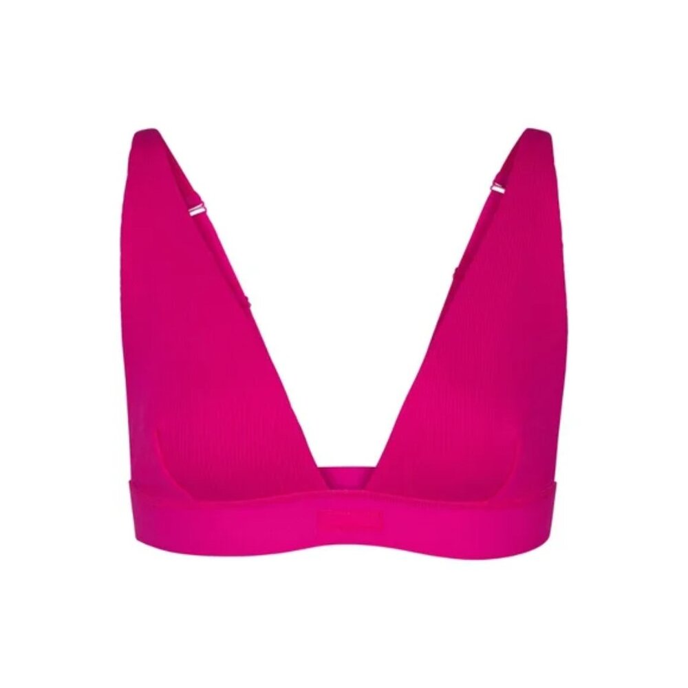 SKIMS PLUNGE BRALETTE RASPBERRY COTTON COLLECTION Large